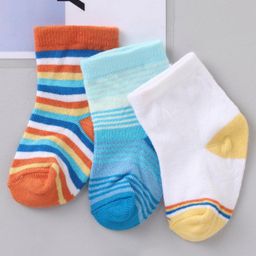 Cute Walk by Babyhug Ankle Length Antibacterial Socks Pack Of 3 - Multicolur-image-85