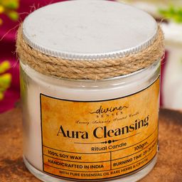 Divine Senses Aura Cleansing Candle Natural Soy Wax Intensely Scented Candle - White-image-2