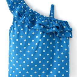 Babyhug Rayon Woven  Sleeveless Top with Lace Detailing & Polka Dot Print - Blue-image-93