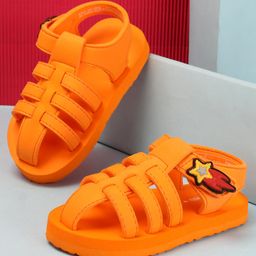 Cute Walk by Babyhug Sandals with Velcro Closure & Dino Applique - Orange-image-7