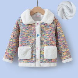 Kookie Kids Full Sleeves Collared Neck WinterJacket with Pockets - White Yellow & Blue-image-38