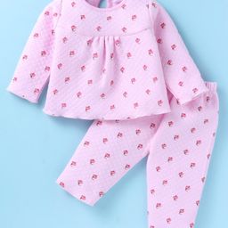 Tango Full Sleeves Winter Night Suit With Cupcakes Print - Pink-image-15