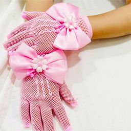 Tipy Tipy Tap Fullfinger Netted Bow Gloves - Pink-image-36