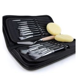 SANJARY Paint Brush Set, Intermediate Series, Includes Pop-Up Carrying Case with Palette Knife and 2 Sponges, for Acrylic, Oil, Watercolor multicolor-picture-29