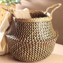HABEREINDIA Baskets | Organisers | Baskets For Storage | Bamboo Basket | Basket For Gift Hamper - Black & Beige-image-45