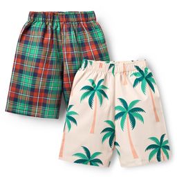 Rikidoos Cotton Pack Of 2 Checked & Palm Trees Printed Boxers - Green & Cream-image-38