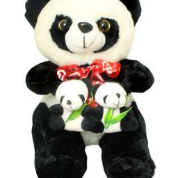 Tickles Loving Panda with Two Babies Soft Stuffed Plush Animal Toy for Kids Boys & Girls Birthday Gift(Color: Black Size: Length 25 cm)-image-46