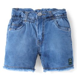 Olio Kids Denim Knit Above Knee Length Solid Colour Shorts - Light Blue-image-31