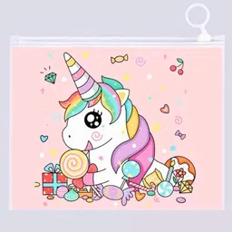 Birthday Popper Unicorn-Themed Zipper Pouches Set of 20 as Return Gift for Kids 21 x 17 cm Semi-Transparent Stationery Storage Pouch Ideal for Birthday Parties, School Supplies & Travel-picture-4