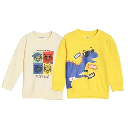 The Mom Store Cotton Blend Knit Pack Of 2 Full Sleeves Animal Printed Light Winter Sweatshirts - Beige & Yellow-picture-18