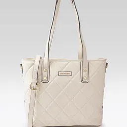 Van Heusen Brand Logo Embossed Structured Shoulder Bag with Quilted Detail-31