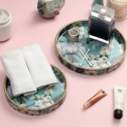 Duli Round Enamel Coated Multipurpose Serving Trays for Home and Dining Table - Set of 2 image 2