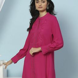 Nayam By Lakshita Solid Embroidered A-line Viscose Rayon Tunic for Women-picture-20