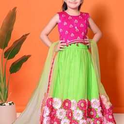 BAESD Girls Patchwork Ready to Wear Lehenga & Blouse With Dupatta-image-90