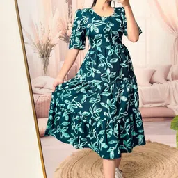 VenderVilla Women Floral Printed Tiered Midi Fit and Flare Dress-picture-8