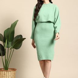 Mast & Harbour Knitted Pure Wool Crop Sweater & Bodycon Dress Co-Ords-image-34