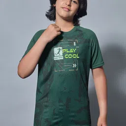 Technosport Boys Typography Printed Antimicrobial Applique Slim Fit T-shirt-image-60