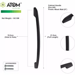 Atom Zinc Black Matte Finish Cabinet/Drawer Handle, CH-545-BM-8 (Pack of 2) image 4