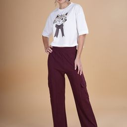 NEYSA Cat Printed Round Neck T-Shirt With Trousers-picture-11