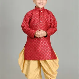 HUMAN CHOICE Kids-Boys Embroidered Dupion Silk Kurta Sets-picture-40