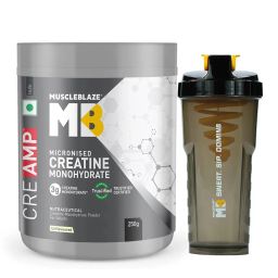 MuscleBlaze Creatine Monohydrate CreAMP Unflavoured 0.55 lb with Cyclone Shaker-21