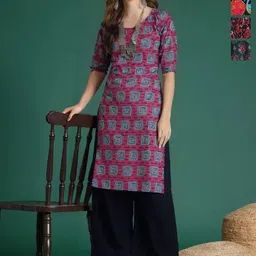 Anouk Rustic Women Pack of 4 Geometric Printed Daily Straight Kurtas-image-98