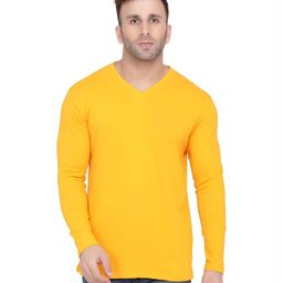 BEYOU FASHION Men Solid V-Neck Cotton Slim Fit T-shirt-image-56