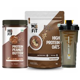 MuscleBlaze High Protein Peanut Butter 750g & High Protein Oats 1kg & Shaker Combo-4