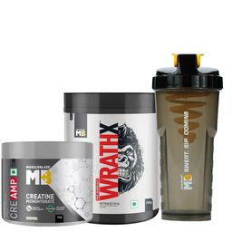 MuscleBlaze Pre Workout WrathX & Creatine Monohydrate CreAMP 0.22 lb & Shaker Combo-22