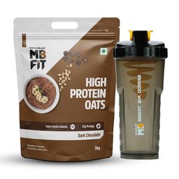 MuscleBlaze High Protein Oats 2 kg Dark Chocolate & Shaker-6