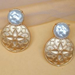 FindHerFavorite Gold-Plated Artificial Beads Beaded Contemporary Drop Earrings-14