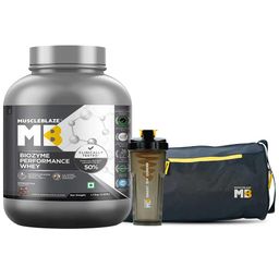 MuscleBlaze Biozyme Performance Whey 1.75 kg Triple Chocolate & Shaker & Gym Bag Combo-32