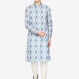 THE KURTA COMPANY Men Geometric Printed Thread Work Kurta-picture-50