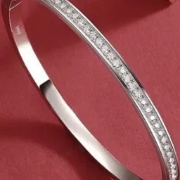 Cubic Zirconia Silver-Plated Kada Bracelet-image-99