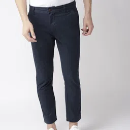 Mast & Harbour Men Navy Blue Slim Fit Chinos-picture-30