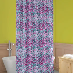 ArtzFolio Pink & Blue Geometric Printed Waterproof Shower Curtain-image-66