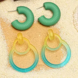 Bohey by KARATCART Set Of 2 Gold-Plated Contemporary Half Hoop Earrings-11