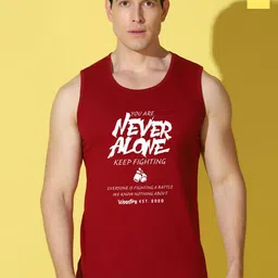 WOOSTRO Pack Of 2 Printed Super Combed Cotton Gym Vests VWS26(ALONE MAROON)(ALONE YELLOW)-image-56