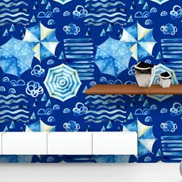 ArtzFolio Printed UV-Resistant Anti-Bacterial Blue Summer Beach Peel & Stick Wallpaper-image-65