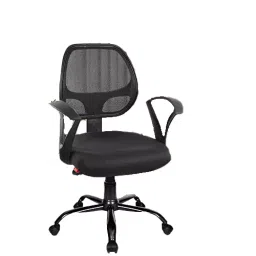 Rose Hippo Mid-Back Ergonomic Office Chair Height Adjustable Push-Back Chair Black-19