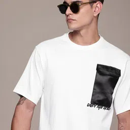 FCUK Drop-Shoulder Sleeves Relaxed Fit Pure Cotton T-shirt-image-19