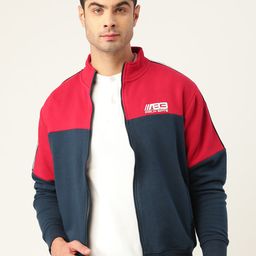 Proline Active Men Navy Blue & Red Colourblocked Sweatshirt-picture-5