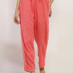 Rangriti Women Floral Printed Comfort Low-Rise Pleated Trousers-image-53