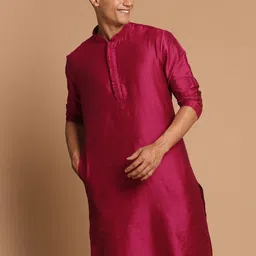 VASTRAMAY Men Pink Viscose Regular Kurta-image-41