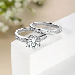 Peora Set Of 2 Silver Plated & CZ Studded Rings-image-27
