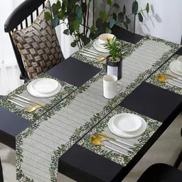 PRAKARTIK Set Of 5 Green & Grey Printed Table Linen Sets image 1
