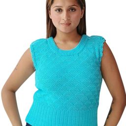 LeafBird Women Self Design Round Neck Woollen Fitted Top-image-103