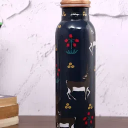 PENTADECO Navy Blue Single Copper Printed Water Bottle-1000 ml-image-10
