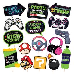 Zyozi Pixel Video Game Theme Birthday Photo Booth Props Multicolor - Pack of 16-image-121