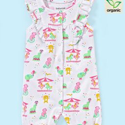 Babyoye Eco Conscious Organic Cotton Knit Sleeveless Romper Elephant Print - White-image-50